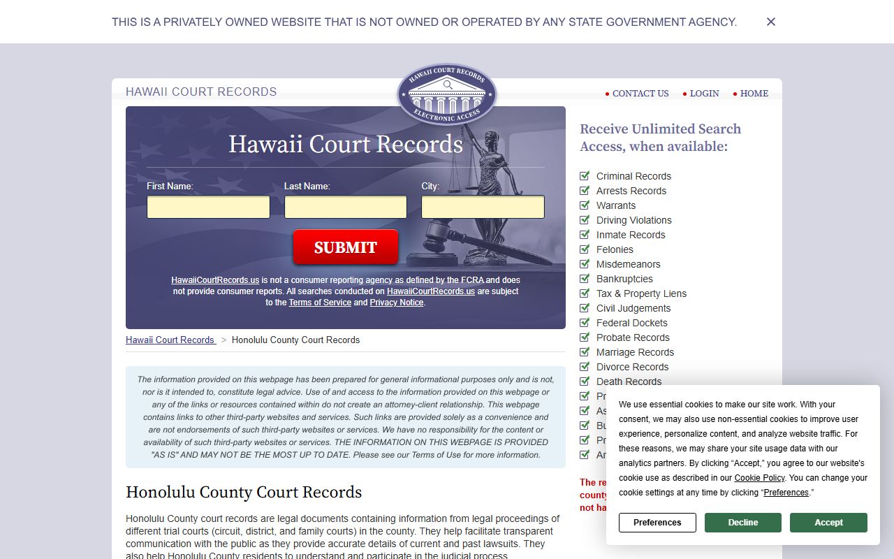 First Circuit Oahu contact information for Kaneohe traffic court records at Abner Paki Hale courthouse