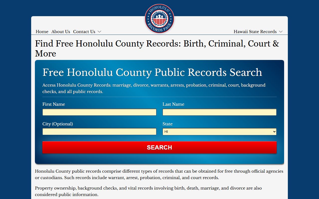 Honolulu County traffic court records search showing First Circuit case access options on Oahu